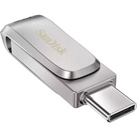 SanDisk Ultra Dual Drive Luxe unidad flash USB 128 GB USB Type-A / USB Type-C 3.2 Gen 1 (3.1 Gen 1) Acero inoxidable, Lápiz USB plateado, 128 GB, USB Type-A / USB Type-C, 3.2 Gen 1 (3.1 Gen 1), 150 MB/s, Girar, Acero inoxidable
