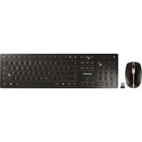 CHERRY DW 9100 SLIM teclado Ratón incluido Universal RF Wireless + Bluetooth QWERTY Inglés de EE. UU. Negro, Juego de escritorio negro/Bronce, Inalámbrico, RF Wireless + Bluetooth, QWERTY, Negro, Ratón incluido