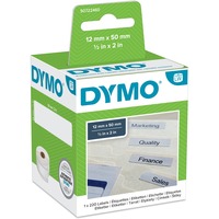 Dymo LW - Etiquetas para archivadores suspendidos - 12 x 50 mm - S0722460 blanco, Blanco, Etiqueta para impresora autoadhesiva, Papel, Permanente, Rectángulo, LabelWriter