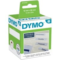 Dymo LW etiquetas auténticas para carpetas colgantes | 12 mm × 50 mm | rollo de 220 etiquetas con reverso fácil de retirar | autoadhesivas | para etiquetadoras LabelWriter blanco, Blanco, Etiqueta para impresora autoadhesiva, Papel, Permanente, Rectángulo, LabelWriter