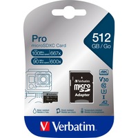 Verbatim Pro U3 512GB microSDXC, Tarjeta de memoria negro