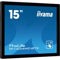 iiyama ProLite TF1534MC-B7X pantalla para PC 38,1 cm (15") 1024 x 768 Pixeles XGA LED Pantalla táctil Multi-usuario Negro, Monitor LED negro, 38,1 cm (15"), 1024 x 768 Pixeles, XGA, LED, 8 ms, Negro