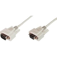 Digitus Cable de extensión para transferencia de datos serial, D-Sub9 (enchufe) > D-Sub9 (zócalo), Cable alargador beige