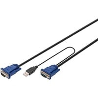 Digitus Cables para video, teclado y ratones (kvm) 3 m, PS/2, PS/2, VGA, Multicolor, Negro, USB