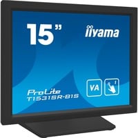iiyama T1531SR-B1S pantalla para PC 38,1 cm (15") 1024 x 768 Pixeles XGA LCD Pantalla táctil Negro, Monitor LED negro (mate), 38,1 cm (15"), 1024 x 768 Pixeles, XGA, LCD, 18 ms, Negro