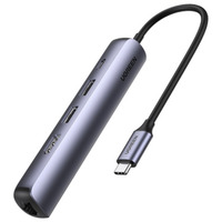 UGREEN 10919 base para portátil y replicador de puertos Alámbrico USB 3.2 Gen 1 (3.1 Gen 1) Type-C Gris, Estación de acoplamiento plateado, Alámbrico, USB 3.2 Gen 1 (3.1 Gen 1) Type-C, 100 W, 10,100,1000 Mbit/s, Gris, Aluminio