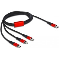 DeLOCK 86711 cable USB 1 m USB 2.0 USB C USB C/Micro-USB B/Lightning Negro, Rojo negro/Rojo, 1 m, USB C, USB C/Micro-USB B/Lightning, USB 2.0, Negro, Rojo