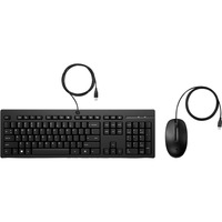 HP Combo de teclado y ratón con cable 225, Juego de escritorio negro, Completo (100%), USB, Interruptor de membrana, Negro, Ratón incluido