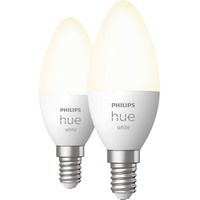 Philips Hue Vela - Bombilla inteligente E14 - (paquete de 2), Lámpara LED Philips Hue White Vela - Bombilla inteligente E14 - (paquete de 2), Bombilla inteligente, Blanco, Bluetooth/Zigbee, LED integrado, E14, Blanco cálido