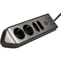 Brennenstuhl Regleta de enchufes estilo Eck 4 tomas negro/Acero fino