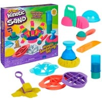 Spin Master KINETIC SAND - ARENA MÁGICA - ULTIMATE SANDISFYING - 907 g de Arena Rosa, Amarilla y Azul + Moldes y Herramientas - Kit Manualidades Niños - Juguetes Sensoriales - 6067345 - Juguetes Niños 7 Años +, Juego de arena