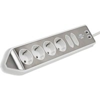 Brennenstuhl Regleta de enchufes estilo Eck de 6 tomas blanco/Acero fino