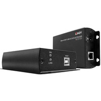 Lindy 42710 extensor KVM Transmisor y receptor, Extensor USB negro, Transmisor y receptor, Alámbrico, 140 m, Cat5e, Cat6, Negro, Aluminio