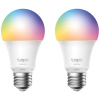 TP-Link Tapo L530E(2-pack) Bombilla inteligente 8,7 W Metálico, Blanco Wi-Fi, Lámpara LED Bombilla inteligente, Metálico, Blanco, Wi-Fi, LED, E27, Variable