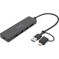 Digitus Hub USB 3.0 de 4 puertos línea delgada negro