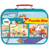 Schmidt Spiele Bobo Siebenschläfer Caja de rompecabezas en maletín de metal, Puzzle 