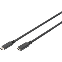 Digitus Cable de extensión USB 2.0, conector USB-C > toma USB-C, Cable alargador negro