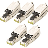 Digitus Conector de campo CAT 6A STP tapa antipolvo/protección contra dobleces, 5 piezas, Enchufe plateado