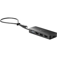 HP Concentrador de viaje USB-C G2, Hub USB negro, Alámbrico, USB 3.2 Gen 1 (3.1 Gen 1) Type-C, Negro, China, Windows 10, 107 mm