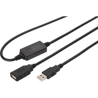 Digitus Cable de extensión USB 2.0 activo, 10 metros, Cable alargador negro