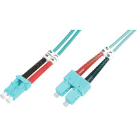 Digitus Cable de parcheo de fibra óptica, dúplex, conector LC > conector SC, multimodo OM3 turquesa