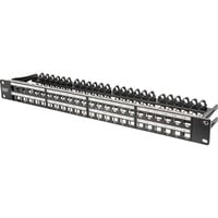 Digitus Panel de parcheo modular de alta densidad, 48 puertos, montaje en rack, apantallado, Patch Panel negro