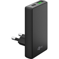 goobay Cargador rápido dual USB-C/A PD GaN 90° negro