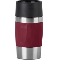Emsa Travel Mug Compact 300 ml Rojo, Acero inoxidable, Termo Rojo tinto/Acero fino, Rojo, Acero inoxidable, Silicona, Acero inoxidable, Polipropileno (PP), Café, Té, 300 ml, 7,2 cm