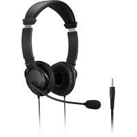 Kensington Auriculares clásicos de 3,5 mm con micrófono y control de volumen, Auriculares con micrófono negro, 5 mm con micrófono y control de volumen, Alámbrico, Auriculares, Negro