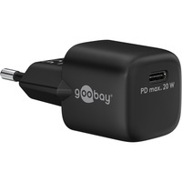 goobay Cargador rápido USB-C Nano, PD, GaN, 20 vatios negro