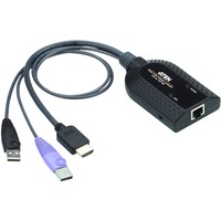 ATEN Adaptador KVM HDMI USB compatible Smart Card con Virtual Media y desembebedor de audio negro, USB, USB, HDMI, Negro, Metálico, Púrpura, RJ-45, 1 x RJ-45