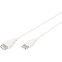 Digitus Cable de extensión USB 2.0, USB-A macho > USB-A hembra, Cable alargador beige