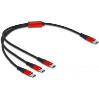 DeLOCK 86712 cable USB 0,3 m USB 2.0 USB C 3x USB C Negro, Rojo negro/Rojo, 0,3 m, USB C, 3x USB C, USB 2.0, Negro, Rojo