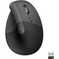 Logitech Lift Ratones, Ratón grafito/Negro, mano derecha, Diseño vertical, Óptico, RF Wireless + Bluetooth, 4000 DPI, Grafito