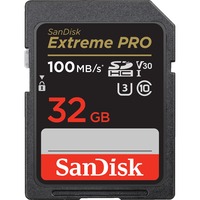 SanDisk Extreme PRO 32 GB SDHC UHS-I Clase 10, Tarjeta de memoria negro, 32 GB, SDHC, Clase 10, UHS-I, 200 MB/s, 90 MB/s