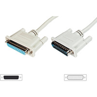 Digitus Cable de extensión para transferencia de datos serial, D-Sub25 (conector) > D-Sub25 (enchufe), Cable alargador beige