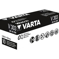Varta -V303 Pilas domésticas, Batería plateado, Batería de un solo uso, 4SR44, Óxido de plata, 1,55 V, 160 mAh, Hg (mercurio)