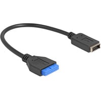 DeLOCK Conector USB de 19 pines tipo A con llave USB tipo E, Adaptador negro/Azul