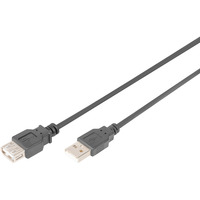 Digitus Cable de extensión USB 2.0, conector USB-A > enchufe USB-A, Cable alargador negro