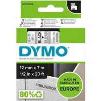 Dymo D1 - Etiquetas estándar - Negro en claro - 12mm x 7m, Cinta de escritura Negro sobre transparente, Poliéster, Bélgica, -18 - 90 °C, DYMO, LabelManager, LabelWriter 450 DUO