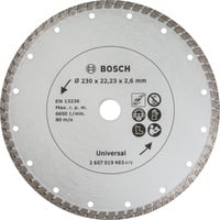 Bosch 2607019483 Corte del disco, Hoja Corte del disco, Ladrillo, Concreto, Granito, Piedra natural, 23 cm, Bosch, 2,22 cm, 2,6 mm