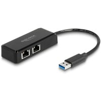 DeLOCK Adaptador USB Tipo-A a 2 x LAN Gigabit, Adaptador de red 