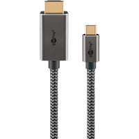 goobay Cable adaptador USB textil, conector USB-C > conector HDMI, 4K / 60Hz negro/Plateado