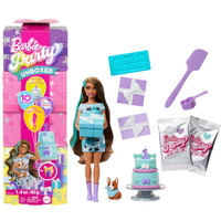 Mattel Barbie Party Unboxed Serie Cumpleaños de Mascota - vestido azul, Muñecos 