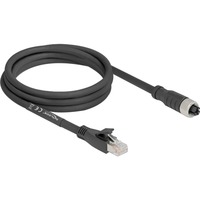 DeLOCK Cable M12 codificado X con conector hembra de 8 pines > conector RJ-45, Cat.5e S/FTP negro