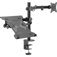 Digitus Soporte para monitor individual y soporte para portátil, Soporte de monitor negro (mate)