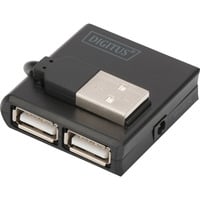 Digitus USB 2.0 4 puertos, Hub USB negro