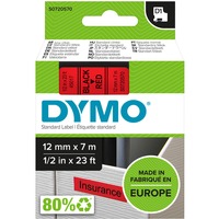 Dymo D1 - Etiquetas estándar - Negro sobre rojo - 12mm x 7m, Cinta de escritura Negro sobre rojo, Poliéster, Bélgica, -18 - 90 °C, DYMO, LabelManager, LabelWriter 450 DUO