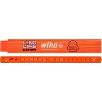 Wiha Flexómetro plegable para electricista Longlife, 2 metros, Bar naranja