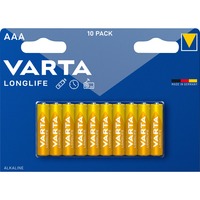 Varta Longlife AAA Batería de un solo uso Alcalino Batería de un solo uso, AAA, Alcalino, 1,5 V, 10 pieza(s), Multicolor